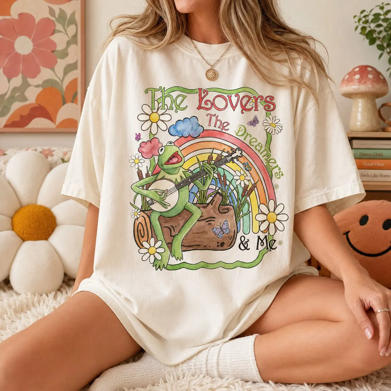 Kermit Rainbow Comfort Colors Tshirt, The Frog Muppet Tee, The Lovers The Dreamers And Me Tee, Kermit T-Shirt, Family Trip Matching