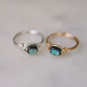 Abalone wire wrapped ring