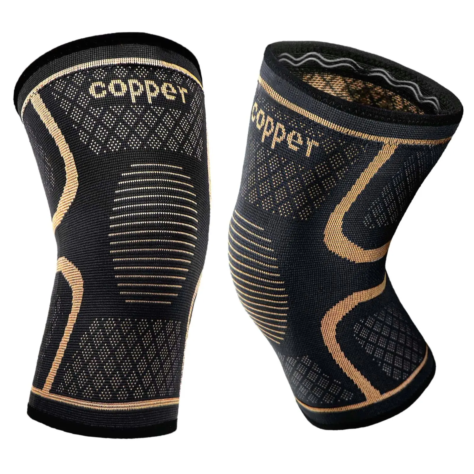 Unisex Knee Compression Sleeves (2-Pack), 3D Knitted Polyester Sports Knee Brace for Joint Support, Walking, Running and Arthritis Pain Relief, Skiing, Fitness, Arthritis Patients