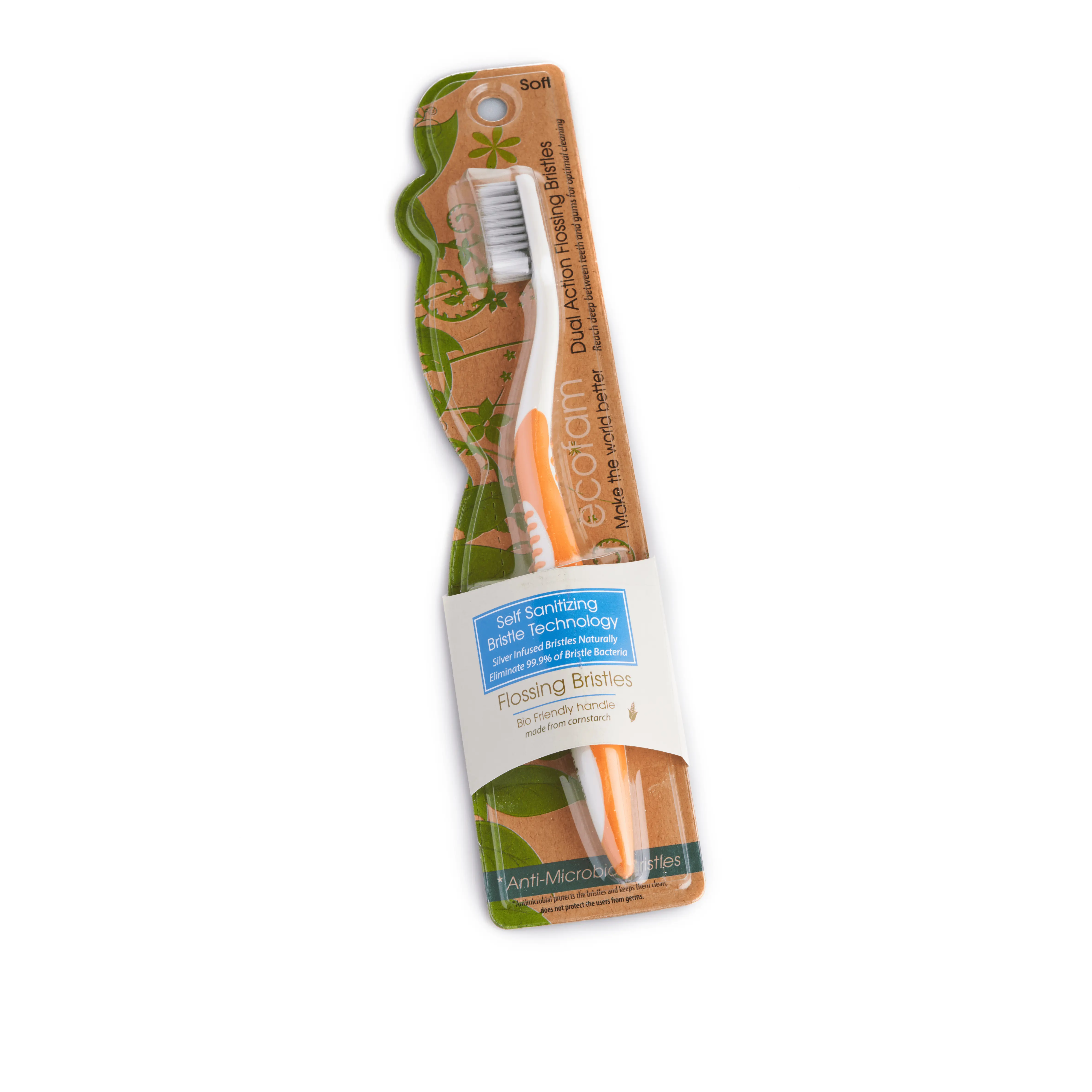 Compostable Adult Toothbrush for Healthy Gums & Clean Teeth Biodegradable Toothbrush with Anti-Microbial Bristles and Sustainable Design