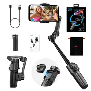 2026 iPhone Gimbal Stabilizer with Detachable Remote Control Three-Axis Foldable Gimbal for Android & Apple Devices 16 15 Pro Max Portable Foldable for Video Recording Travel Live Streaming