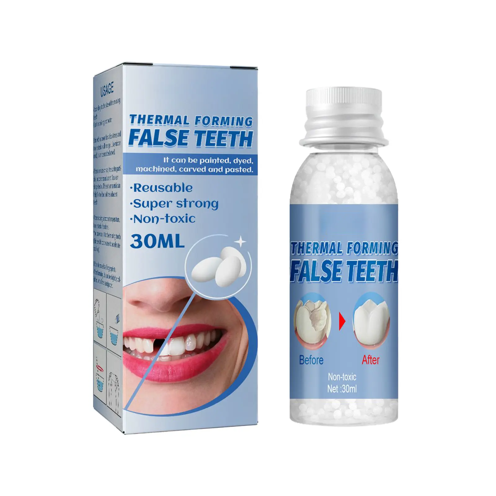 Temporary Tooth Filling Denture Kit, Moldable Dental Gel Dentures, TemporaryFillings Cavities and Teeth Fillings, Oral false tooth fake mouldable denture broken teeth replacement denture kit filling denture