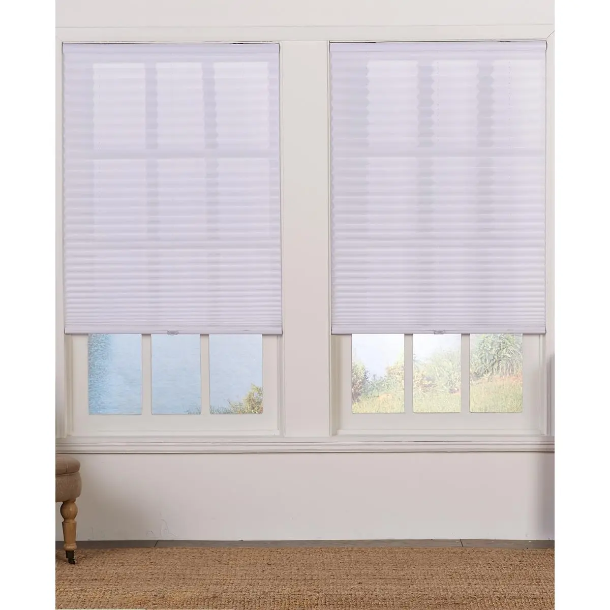 Safe Styles Cordless Pleated Blinds, Child-Safe Light Filtering Polyester Shade for Privacy and Energy Efficiency, White, 28.5 x 48 in., Cordless Blinds, Living Rooms, Bedrooms, Natural Sunlight, Daily Operations, Same Color On Both Sides, Luxurious Alter