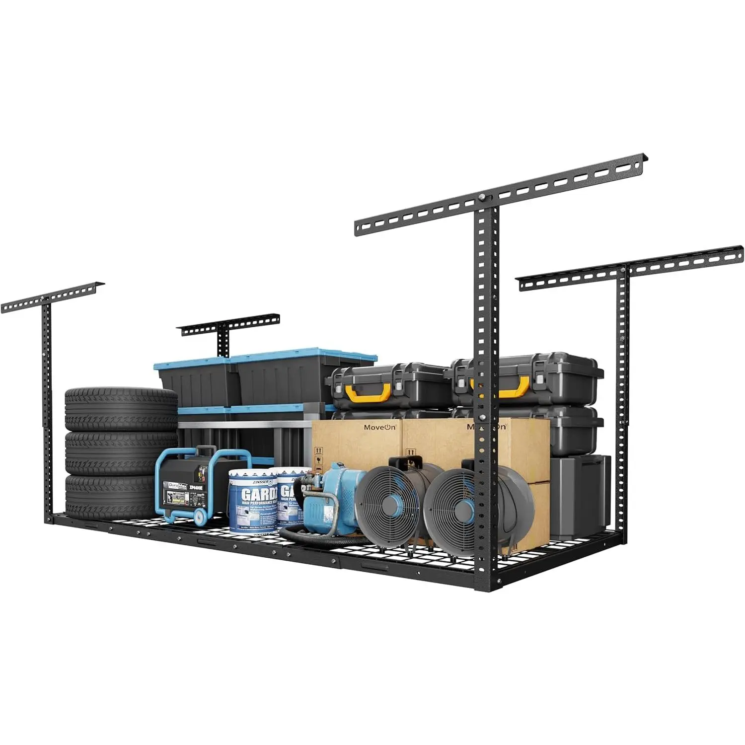 3x6 Overhead Garage Ceiling Storage Rack, Adjustable Heavy Duty Metal Rack with Hammertone Finish, 450 lbs Weight Capacity, 22 to 40 Inch Adjustable Organization System