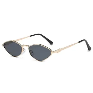 BIGWIG Unisex Retro Modern Trendy Sunglasses - 90s Full-Rim Metal Frame, Gold Narrow Shape, Tinted Polycarbonate Lens Men's Fashion Eyewear Accessories,summervibes