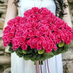 40 Large Heads, 8 Sets of Uv-Resistant Artificial Geraniums, Decorative Pink Synthetic Flowers with Green Leaves, Fake Flower, Suitable for Indoor And Outdoor Decoration, And Special Occasions Like Weddings And Engagements