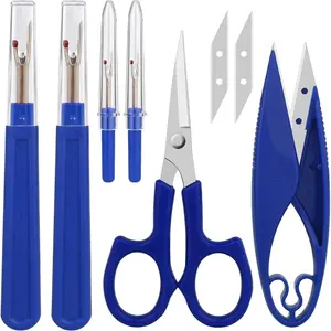 Seam Ripper & Thread Remover Kit - Professional  Stitch  Tools for Quilting, Leather, Denim, Cross Stitch | Sewing Supplies with Patch Remover, Durable Sewing Kit Tools (Blue)