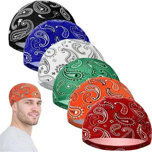 6 Pcs Men Cooling Skull Cap Helmet Liner Sweat Wicking Beanie Head Wrap Bicycle Cycling Running Hat Lightweight Headwear