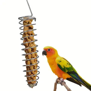 2 PCS Stainless Steel Bird Feeders - Hanging Feeder Durable Parrot Snack and Seed Container for Parakeets, Cockatiels, African Grey Parrots, Peafowl Parrots, General Parrots, Macaws (Model: DM647)