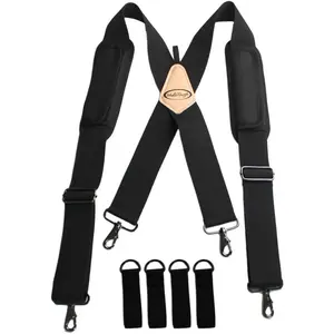 Tool Belt Suspenders Work Belt Suspenders Straps with Moveable Padded Shoulders with 4 Loop Attachments