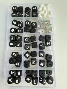 Silicone letter beads mix box