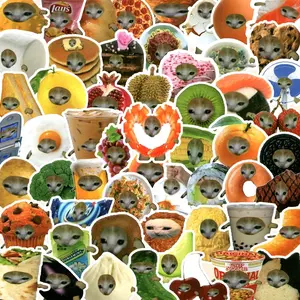 Fruit Cat Paper Graffiti Stickers Set, 2 Groups/69 Pieces Aesthetic Decorative Decals for Water Bottles Laptops Book Covers Phone Cases