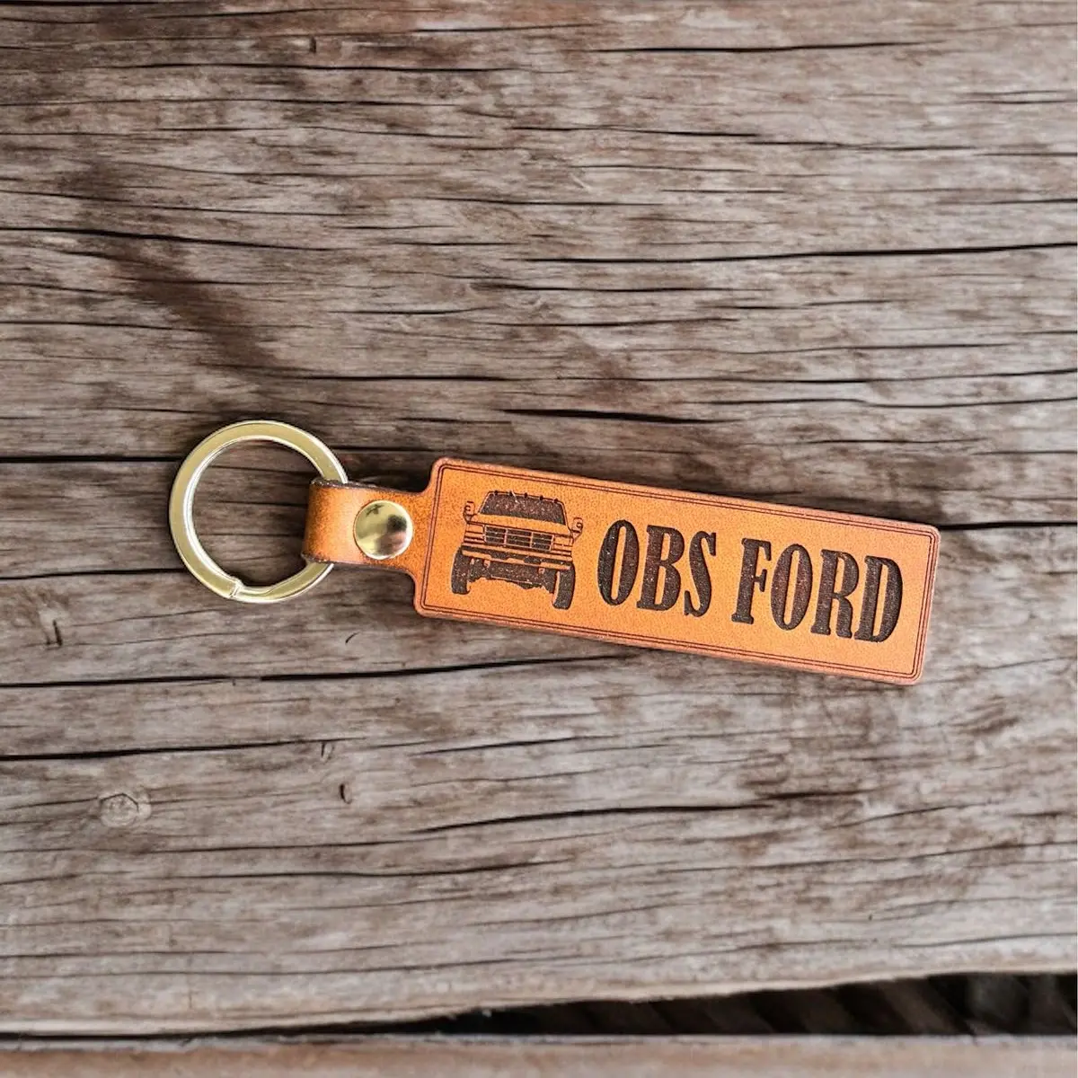 OBS Ford Genuine Leather Keychain for Trucks