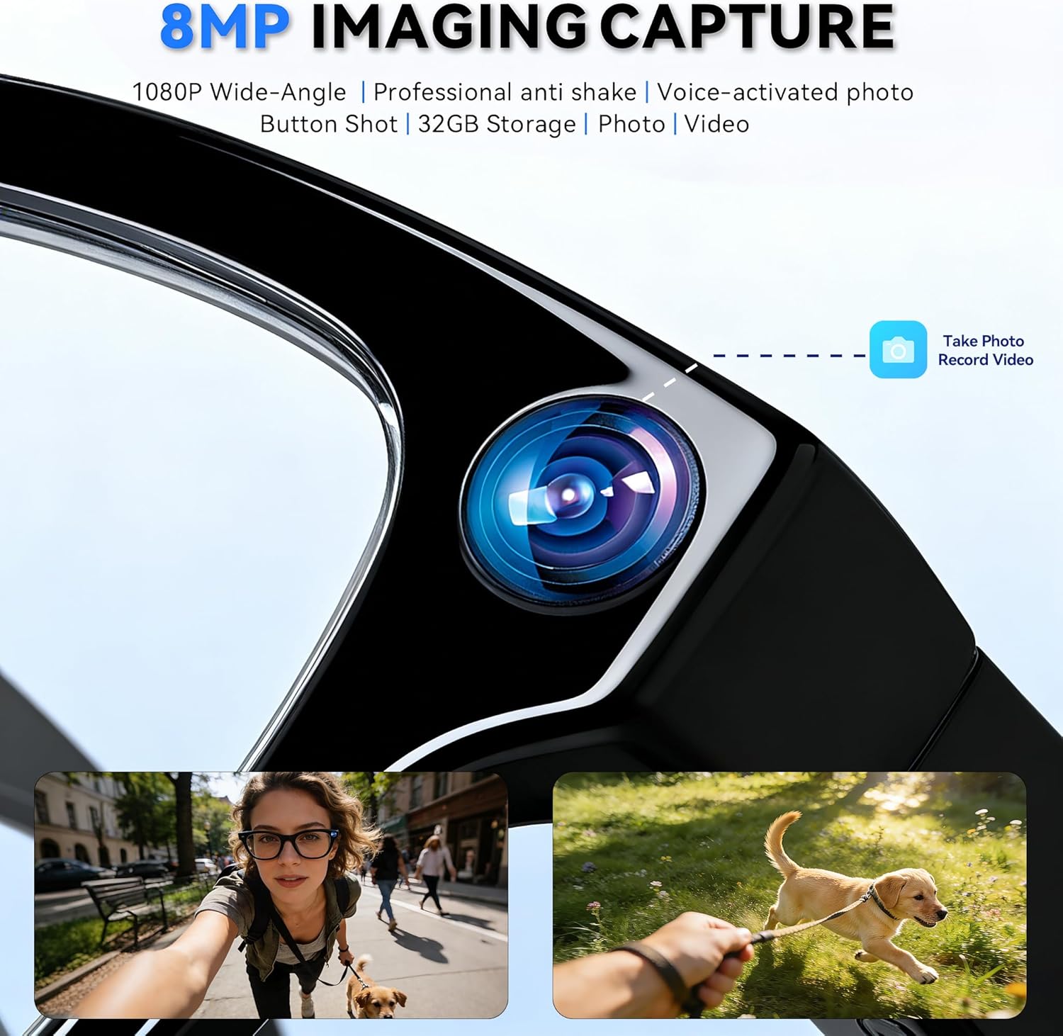AI Smart Glasses with Camera, 8MP HD Camera Glasses for Men, AI Recording Glasses with Voice Assistant,Open-Ear Audio,Real-Time Translation,Video Recording Sunglasses for Life & Work (Photochromic)