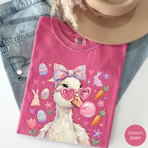 Comfort Colors Preppy Easter Goose Vintage T-shirt Coquette Christian Duck Tshirt Silly Goose Funny Gift Idea Happy Easter