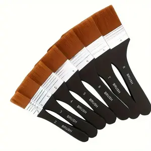 7-Piece Flat Paint Brush Set, Ideal for Plywood, Acrylic, Oil, Watercolor, Art Graffiti, Soft Bristles, Wooden Handles, Versatile Use