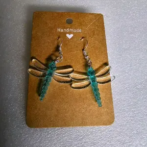 116) Transparent Glittery Dragonfly Earrings