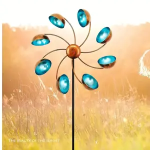 Iron Art Windmill Spinner, 360 Degree Rotating Outdoor Decoration, Metal Kinetic Energy Wind Sculpture for Garden Lawn Patio Christmas Decor, Garden Accessories