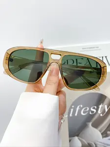 New Fashion Retro Oval Glasses for Women & Men, Trendy Shades, Trending Glasses, Unisex Dual Bridge Simple Casual Daily Wear Decorative Eyewear, Stylish Accessory