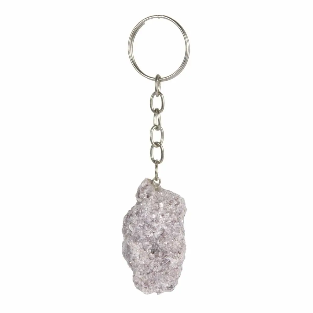 New Moon Beginnings Raw Lepidolite Stone Keychain with Simple Design and Chain Attachment