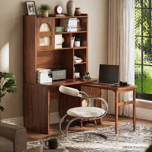 Sturdy 43x70in Wood Computer Desk Workstation with 90° Rotatable Top, Storage Drawer Platform, Cabinets, Shelves & Adjustable Swivel Chair, Ideal for Gaming & Home Office, Simple Setup (Old SKU:N733P279101D), Sturdy Desks, All-In-One Desks