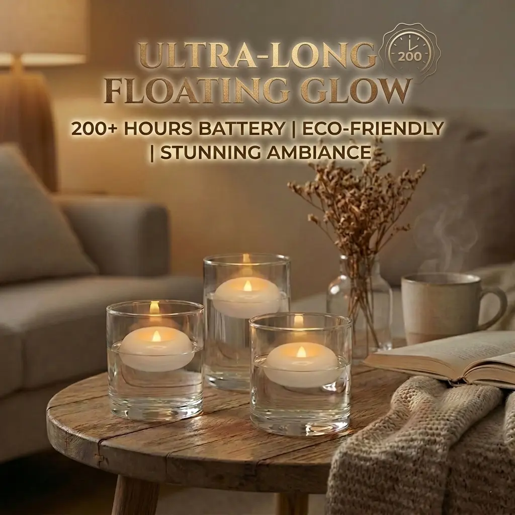 16-Pack 3" Waterproof Flameless LED Floating Candles, Water-Activated, 200H Battery Life, Light Up Your Space for Wedding Centerpieces & Vase Decor
