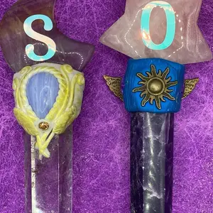 Crystal Wands made of Rose Quartz, Amethyst, Rainbow Flourite and Garden Quartz crystal wand