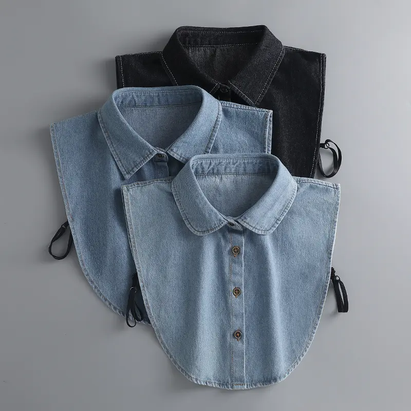 Snap-on Denim Collars - Multiple Styles, Unisex Fashion Accessory, Great Partners for Layering, Casual & Business Commute Essential, Engagement Photo-Ready, Denim Texture Adds Casual Street Edge