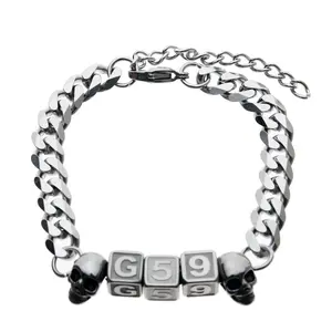 G-59 Stainless steel skull goth hip hop rapper bracelet