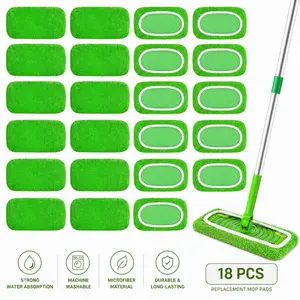 18-Pack Reusable Mop Pads Compatible with Swiffer Sweeper Mop - 100% Coral Fleece Washable Refills - Microfiber Dry & Wet Sweeping Cloths for Multi-Surface/Hardwood Floor Cleaning