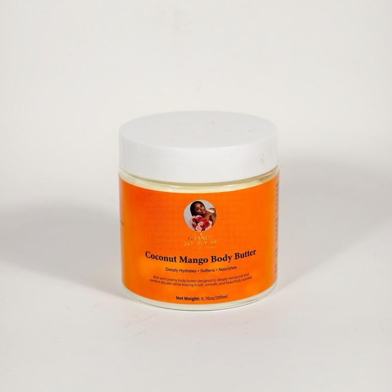 Coconut Mango Body Butter - 7.5oz/200ml - Moisturizing & Nourishing - Ideal for Dry Skin - Hydrates & Softens - Fragrance-mango
