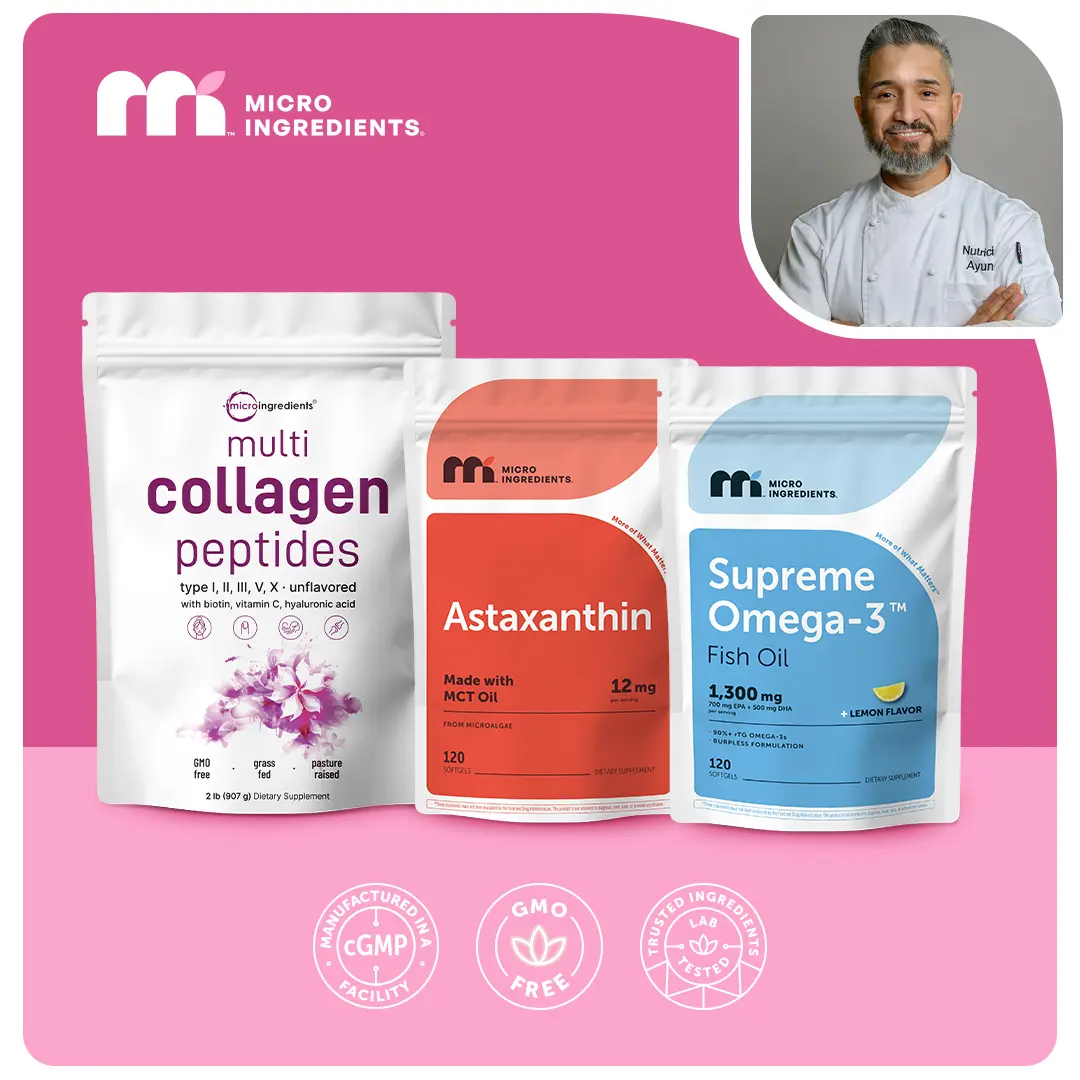 Jose’s Longevity Essentials: Astaxanthin Softgels, Supreme Omega-3 Fish Oil Softgels & Collagen Peptides Powder Jose’s Longevity Essentials: Astaxanthin Softgels, Supreme Omega-3 Fish Oil Softgels & Collagen Peptides Powder