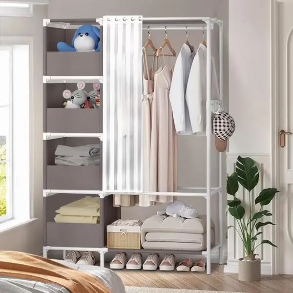 Portable Closet, Brochao Closet Organizer Storage Shelves, Clothes Rack Storage Organizer, Wardrobe Closet Clothing Rack for Bedroom, Hallway, Living Room
