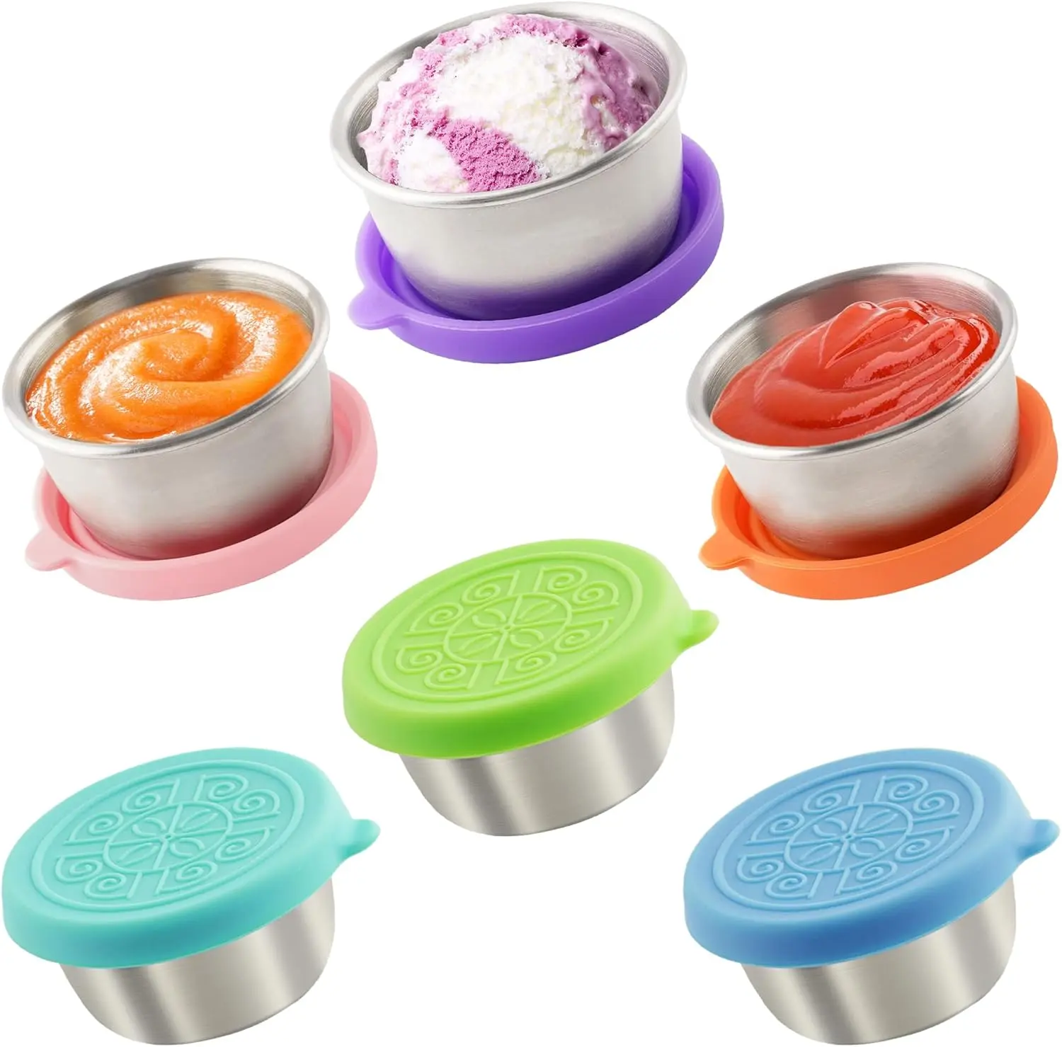 6x1.6 Oz Salad Dressing Containers With Lids, Small Leakproof Reusable Stainless Steel Salad Dressing Container To Go For Lunch Boxes,Sauce containers