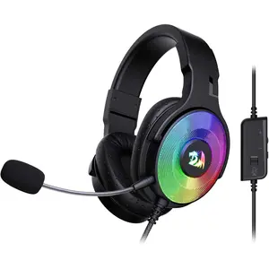 Redragon H350 RGB Wired Gaming Headset, Dynamic RGB Backlight - Stereo Surround-Sound - 50MM Drivers - Detachable Microphone, Over-Ear Headphones Works for PC/PS4/XBOX One/NS