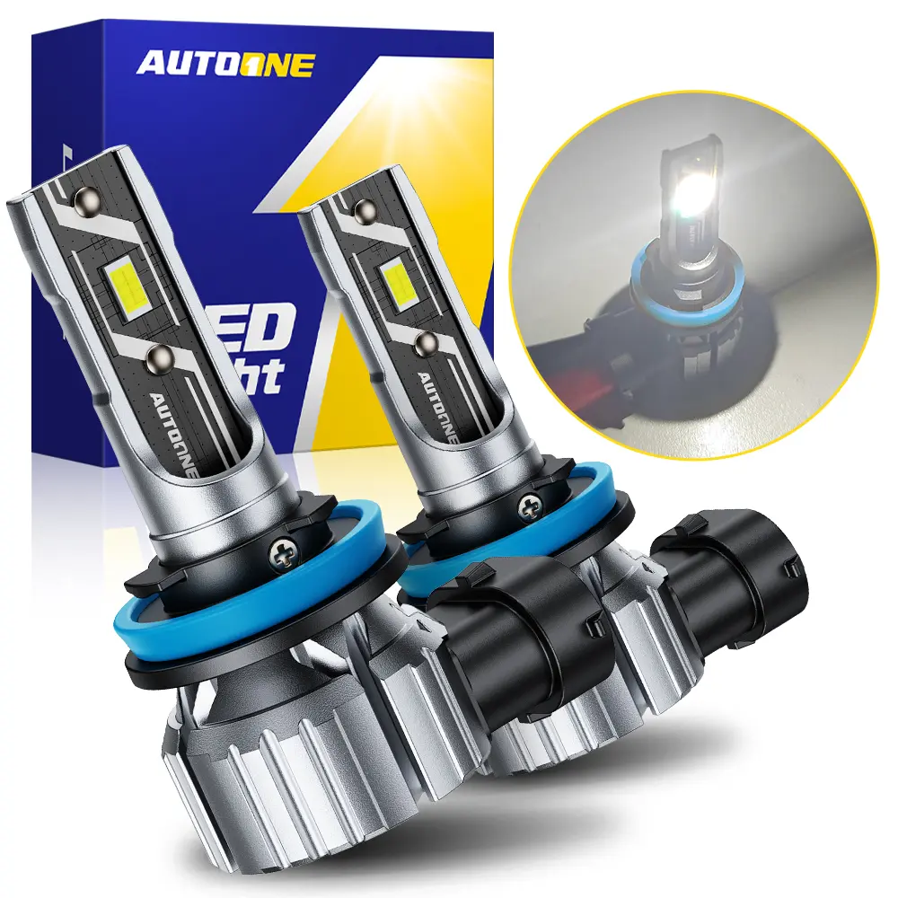 AUTOONE Father's Day Gift LED H11 H8 H9 Bulbs Headlight Lights, 60W Super Bright 6000K Cool White Headliamps, 1:1 Design, Plug and Play, H8 H9 H16 LED Car Lights, E3 Series Pack of 2