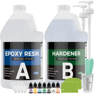 Epoxy  2 Gal, Clear Casting Kit for DIY Craft & Beginners,  Clear Epoxy  for Casting, Coating,  Making & DIY, Hard Type No Bubble Non-Yellowing Deep Pour (1 Galx2)