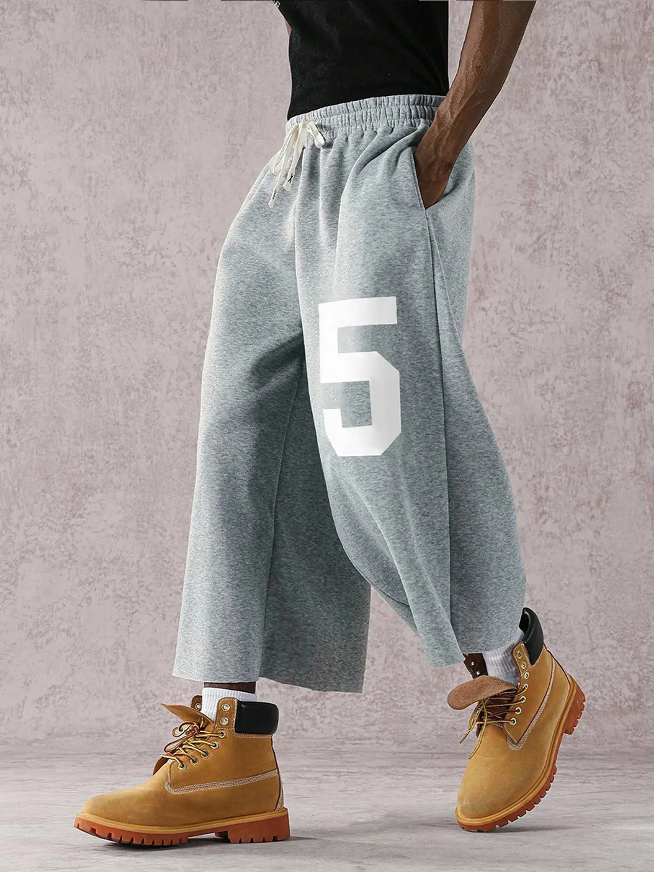 Street Style Badge Graphic Print Drawstring Waist Loose Fit Sports Pants