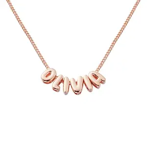 [Engraving(X37)]3D Bubble Letter Necklace Minimalist Initial Custom Name Jewelry Birthday Mother's Day Gift for Her Mom Girl Name Necklace