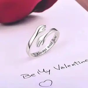 Adjustable Hug Ring For My Daughter - A Symbol of Love and Protection, Fashionable Jewelry for Women, Elegant All-match Fashion Accessories for Daily Wear, Personalized Angel Ring, Engraved Ring