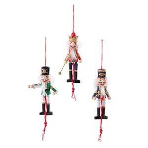 Dancing Nutcracker Pull-String Wood Christmas Ornaments - 6 Pc.