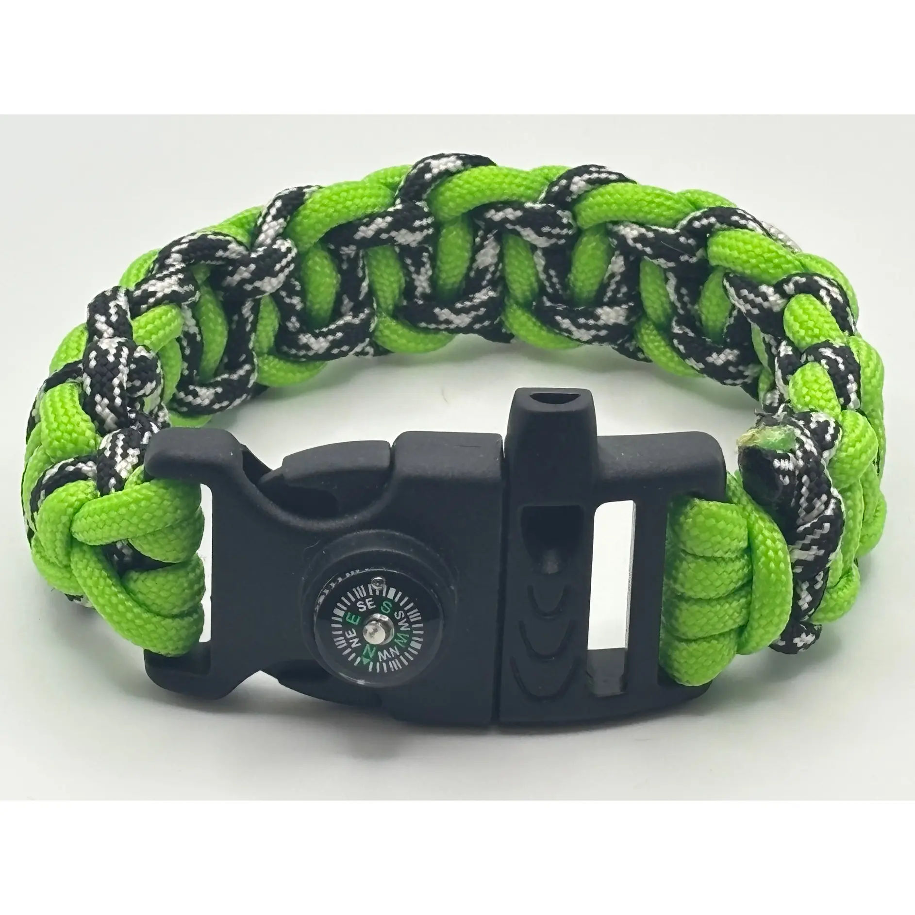 Handmade Cobra Belly Paracord Bracelet with Snake Pendant – Neon Green & Black