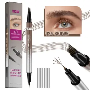 W3W 4D Dual-Ended Hair Stroke Brow Pen - Waterproof Long-Lasting Eyebrow Makeup, Natural Microblading Brows, 0.01mm Micro-Forked Tip, 5 Shades, Beginner-Friendly, Quick-Drying Formula