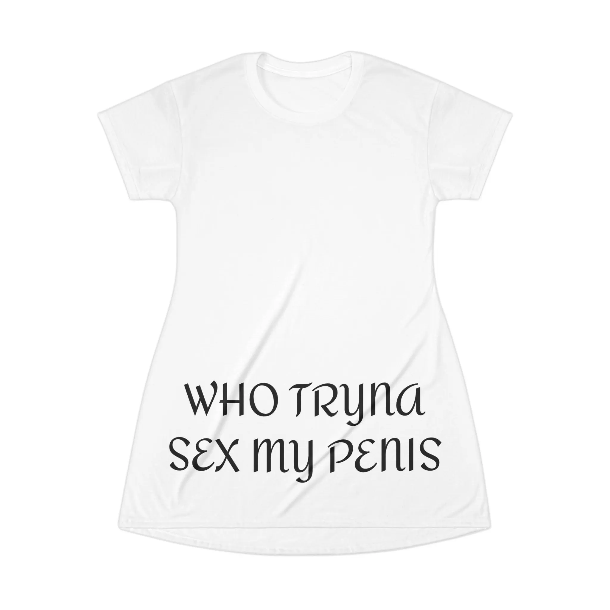 WHO TRYNA S*X MY P*NIS Dress – White Funny Meme Statement Dress