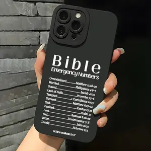Christian Phone Case With Bible Emergency Numbers For IPhone 16, 11, 15, 14, 13, 12 Pro Max, XS,X Plus, Black Aesthetic Phone Case, Suitable For Birthday, Christmas, Christian Gift For Men And Women