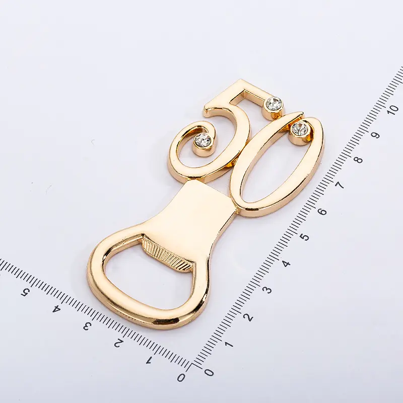 1Pc 50 digital bottle opener wedding wedding advertising bottle opener gift European and American alloy Wine Bottle Opener beer golden wedding bottle opener Bottle Cap Opener