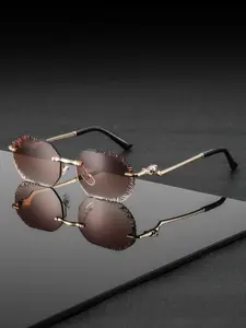 Men's New Metal Frameless Lightweight Luxury Fashion Glasses, Vintage Leopard Head Decoration, Perfect Gift for Halloween Christmas Valentine's Day