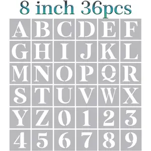 8 inch Large Letter Stencils Alphabet Stencils for Painting on Wood, Stencil Letters Numbers Stencils for Wood Wall Signs Porch DIY Crafts
