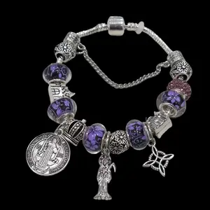 Santa M, Nudo de Bruja, San Benito purple bracelet (you can add charms)