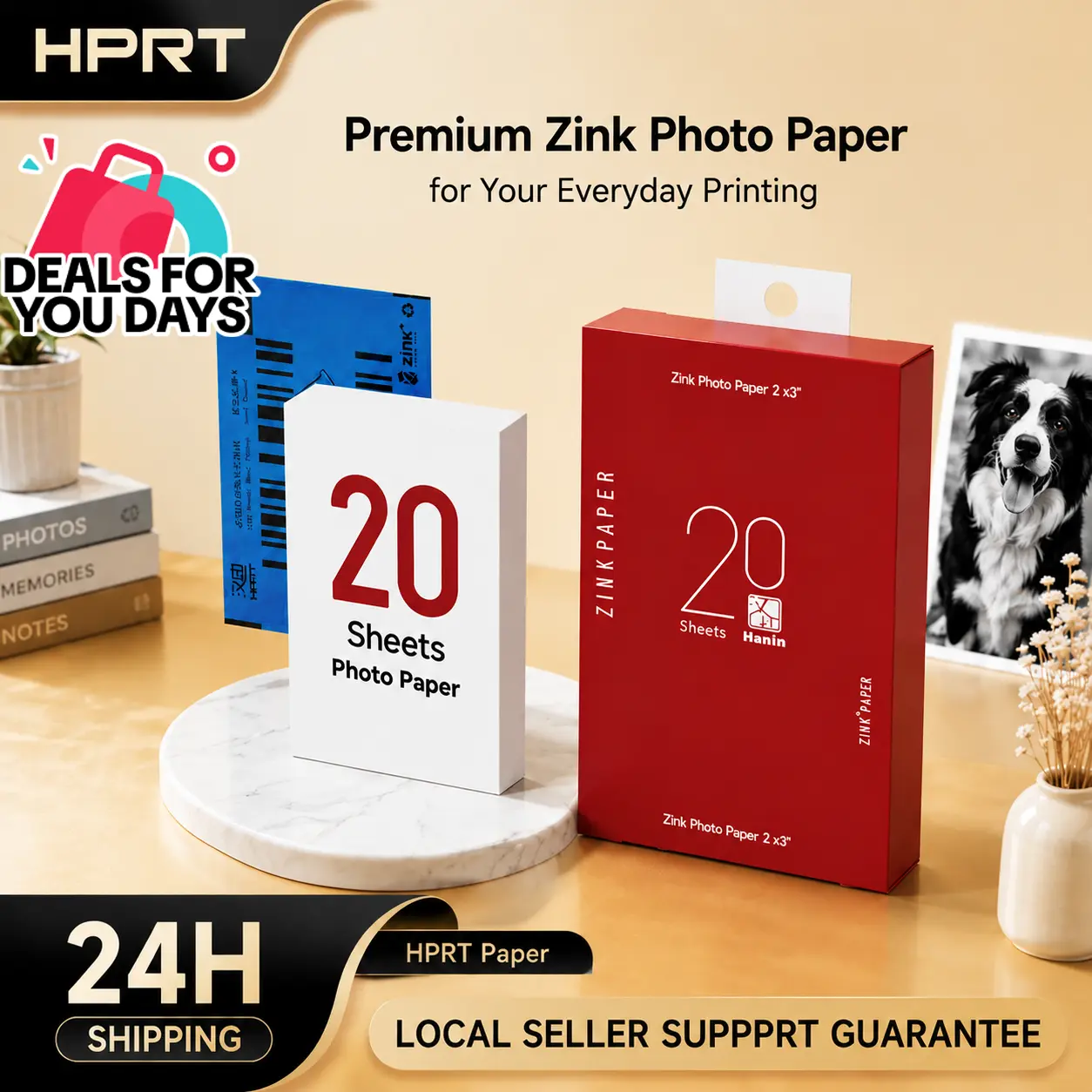 2×3-inch photo paper for HPRT Z2 and MT53 — self-adhesive (peel-and-stick); available in packs of 20–60 sheets. tiktokshopbacktoschool